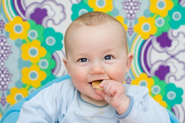 Ребенок ест печенье  - фото