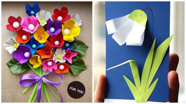 Простые цветы из бумаги. Поделки своими руками для детей.