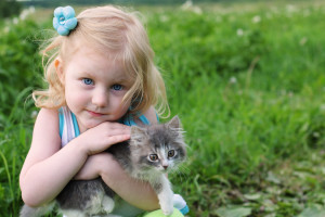 girl with cat outdoor