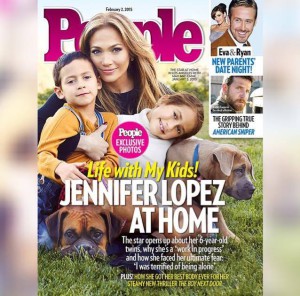 Дженнифер Лопес с детьми на обложке февральского номера  журнала People - фото