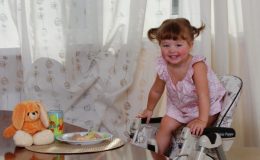 Маленькая девочка за обеденным столом - фото