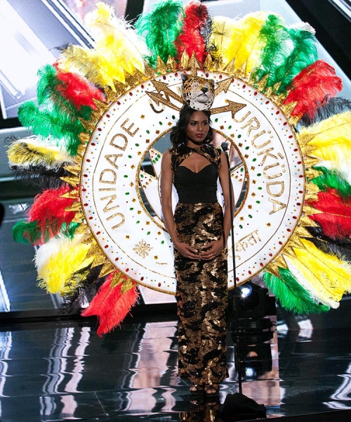 Shauna Ramdyhan, Miss Guyana 2015 debuts her National Costume on stage at Planet Hollywood Resort & Casino Wednesday, December 16, 2015. The 2015 Miss Universe contestants are touring, filming, rehearsing and preparing to compete for the DIC Crown in Las Vegas. Tune in to the FOX telecast at 7:00 PM ET live/PT tape-delayed on Sunday, Dec. 20, from Planet Hollywood Resort & Casino in Las Vegas to see who will become Miss Universe 2015. HO/The Miss Universe Organization