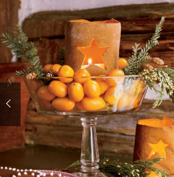 декор новогоднего стола своими руками - мандарины