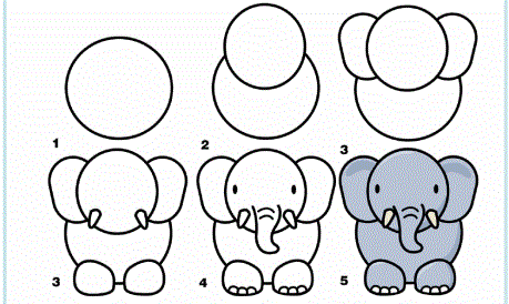 схема малювання слона