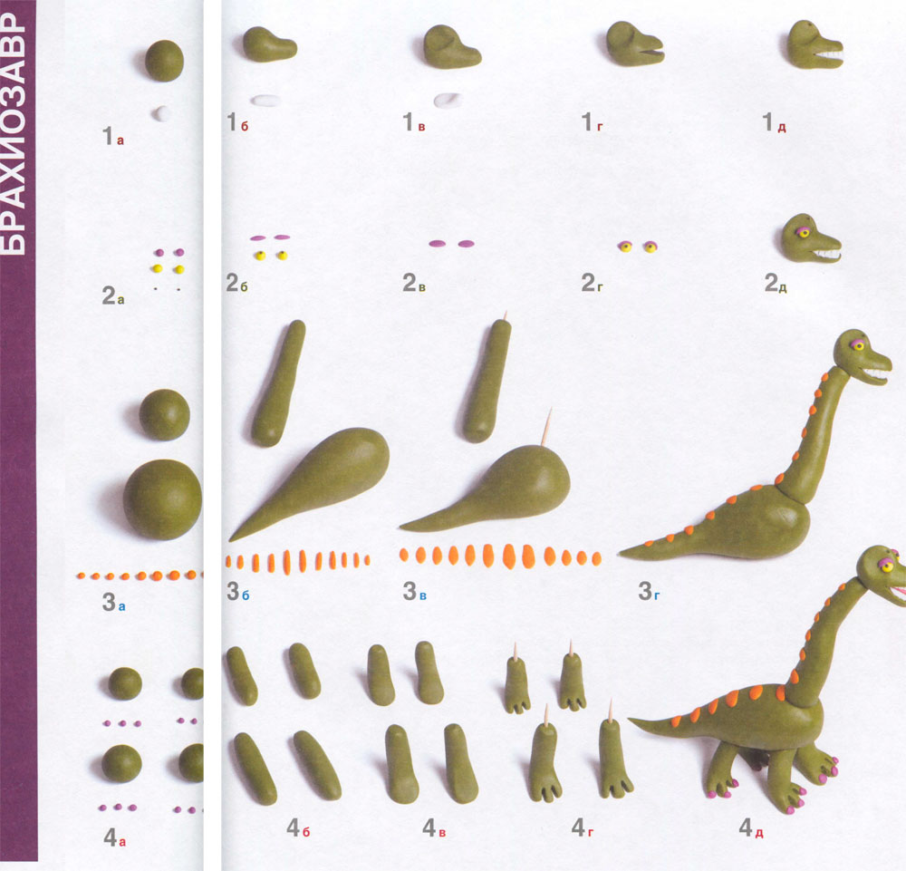 Как слепить динозавра - 10 простых схем