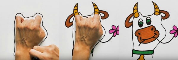 як намалювати тварину - корова - ідеї малювання для дітей